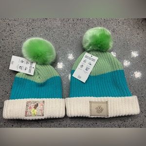 Disney Tiana love your melon winter hat Mom & Me.  REMOVABLE Pom!  New with tags